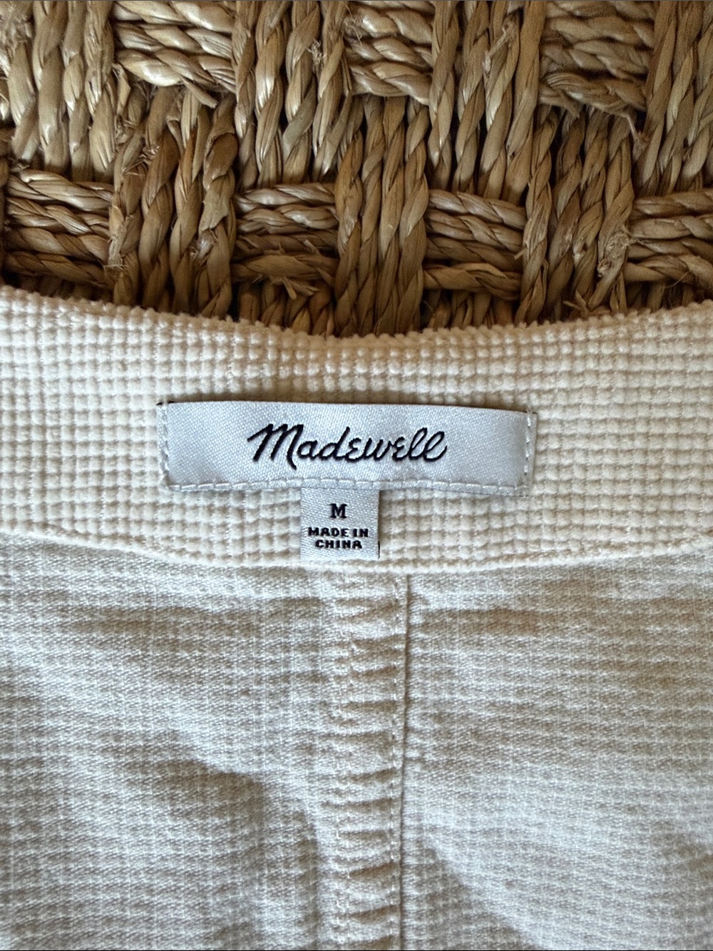 Madewell V-Neck Boxy Cotton Corduroy Pullover Top in Cream sz M - Picture 2 of 10